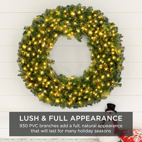 48-Inch Pre-Lit Artificial Christmas Wreath with 200 LED Lights & 714 Tips