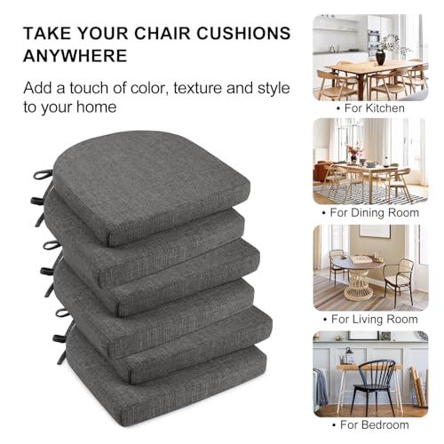 Dining Chair Cushions 16x16x2 Inch - Set of 6 Non-Slip Kitchen Seat Pads