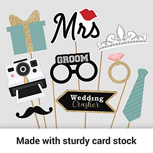 40-Piece Pre-Assembled Wedding Photo Booth Props - Pink and Teal Decor