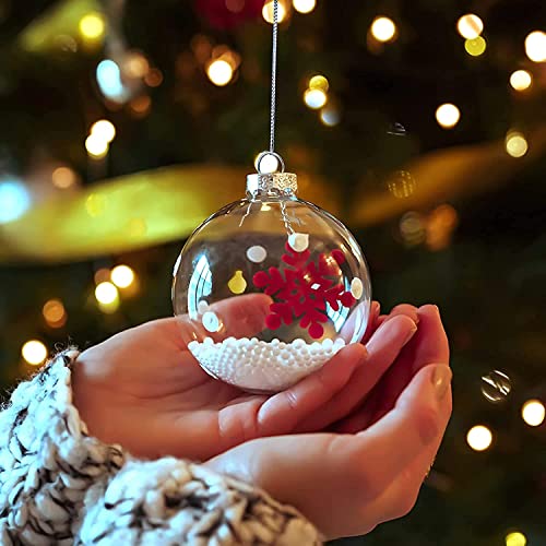 Clear Plastic Fillable Ornaments - 80mm DIY Christmas Baubles (10 Pack)