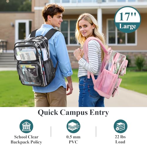 Packism 17-Inch Heavy Duty Clear Backpack for School and Laptop