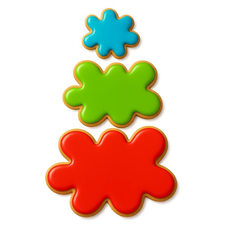 Paint Splatter Cookie Cutter Trio - 3-Pack Set in Bold Sizes (2.5", 3.5", 4.5") - Random Colors