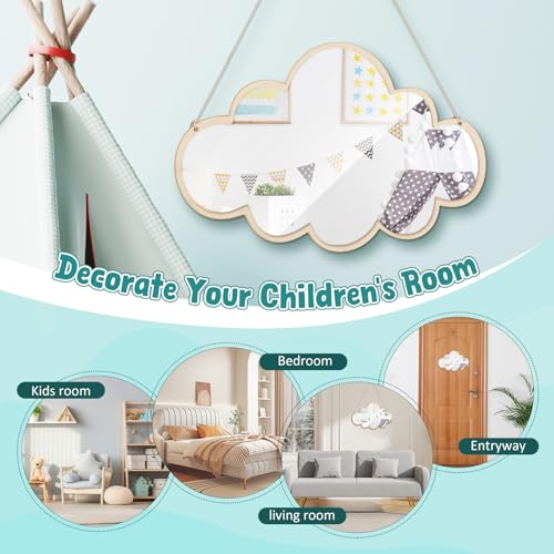 3D Cloud Shaped Acrylic Wall Mirror, Shatterproof Kids Safety Mirror 14.9"