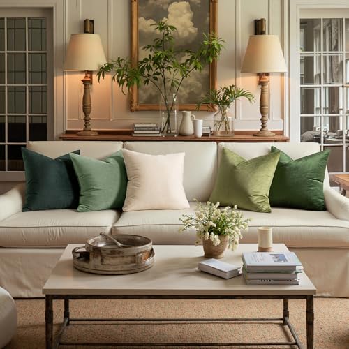 MIULEE Velvet Christmas Throw Pillow Covers 18x18 Inch Pack of 2 - Army Green
