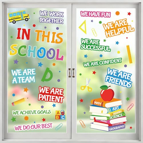 Back to School Window Clings - 96 Colorful Motivational Decals