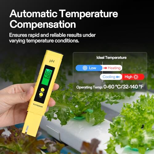 VIVOSUN Digital pH Meter Pen Tester with ATC and Backlit LCD for Hydroponics and Pools