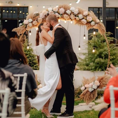 22pcs Natural Dried Pampas Grass Bouquet - 17-Inch Fluffy Boho Decor