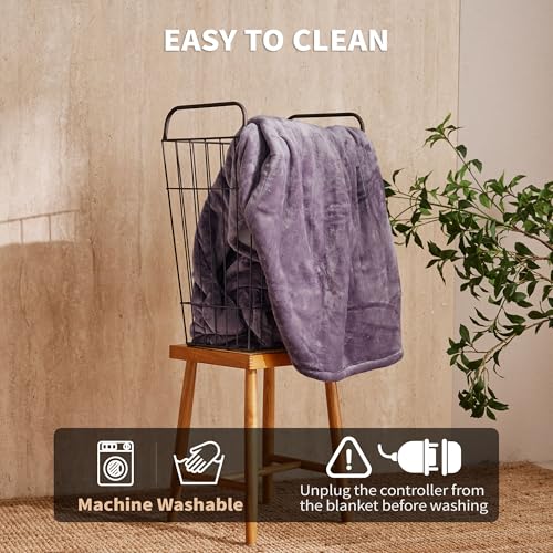 Electric Heated Blanket 50"x60" with 5 Heat Levels - Purple