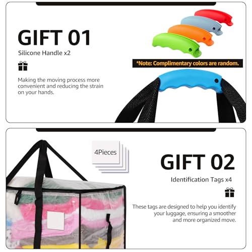 Hayoulabo 12 Pack Clear Heavy Duty Large Moving Storage Bags with Lids & Handles