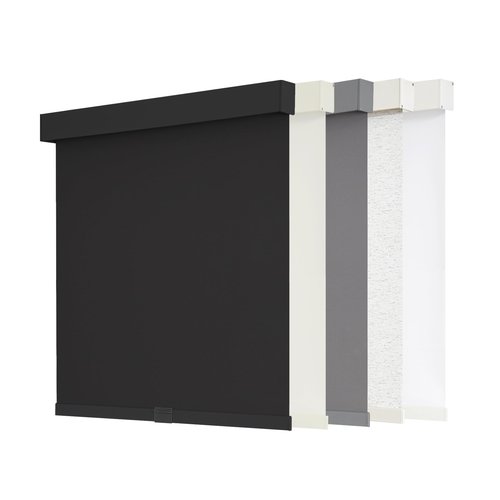 AOSKY Blackout Roller Shades Cordless Blinds for Windows, Free-Stop Shades with Valance, Thermal Insulated Fabric, UV Protection, Natural Woven Blinds for Home and Office (29" W x 72" H, Black)
