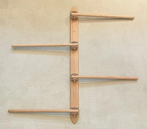 Natural Oak Wall Quilt Rack with 4 Movable Swing Arms - 52-Inch Display
