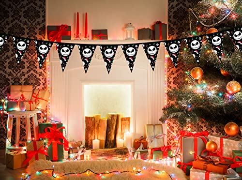 TTBDKKDM Jack Skellington Triangle String Bunting Banner for Christmas & Halloween - J3