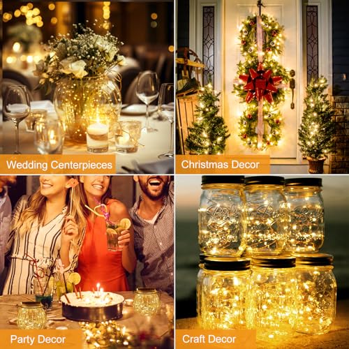 btfarm 30 Pack Battery Operated Fairy Lights 7Ft 20 LED Twinkle String Lights Warm White Waterproof Silver Wire for Christmas Wedding Crafts