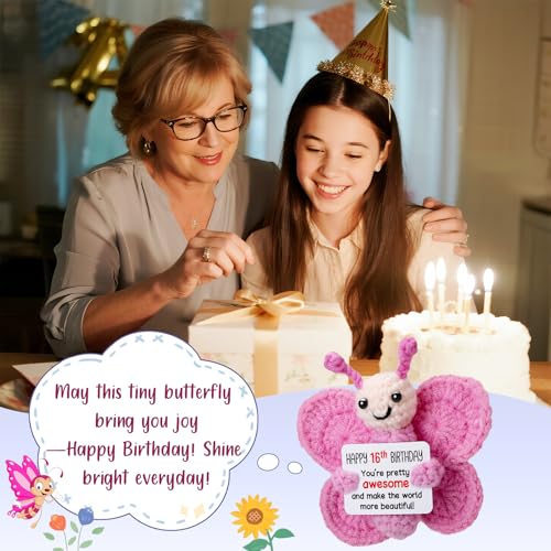 Sweet 16 Handmade Crochet Butterfly Plush - Thoughtful Birthday Gift for Girls