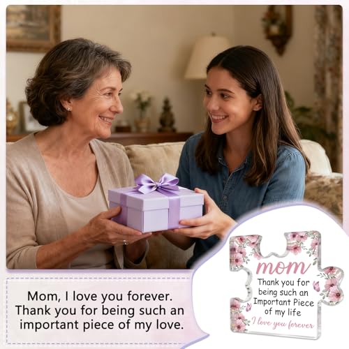 Personalized Mom Christmas Gift Acrylic Puzzle Decor from Daughter Son