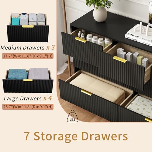 3-Piece Bedroom Furniture Set: 7-Drawer Dresser and 2 Nightstands