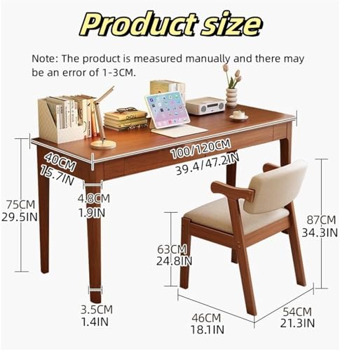 Minimalist Wooden Computer Desk and Matching Chair Set, 120cm