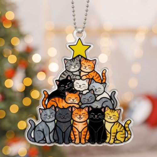 Cat Christmas Ornaments for Tree Decor - Festive Holiday Decorations 3.94in