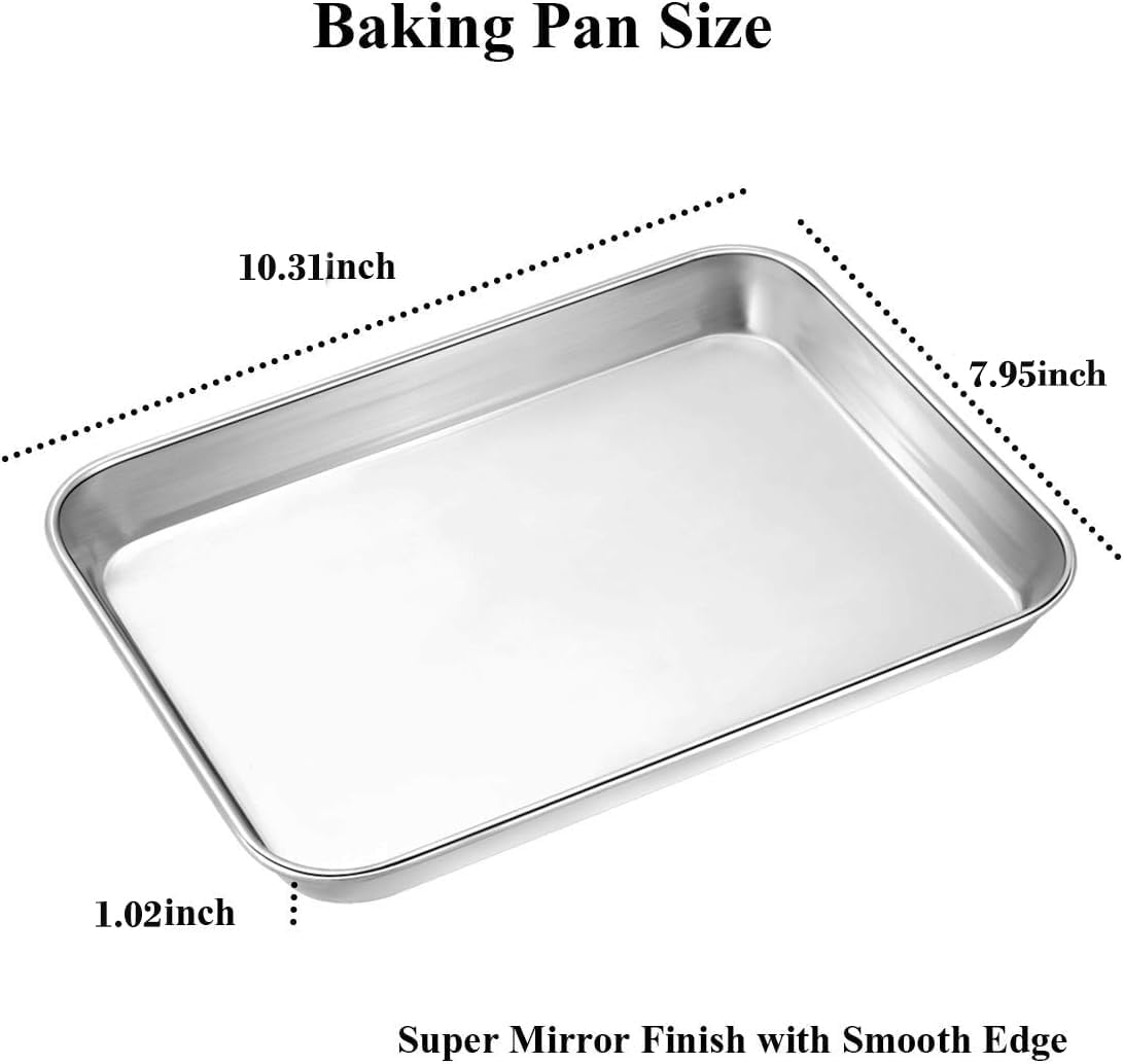 Wildone Baking Sheet Set - Stainless Steel Cookie Pan with Cooling Racks | 2 Sheets & 2 Racks, 10 x 8 x 1 Inch