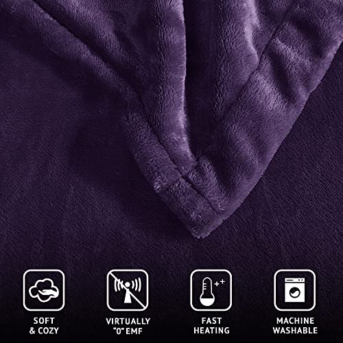 Heated Blanket Full Size - Fast Heating Electric Blanket, Soft Plush, 20 Heat Settings, Auto Shut Off