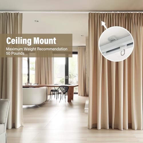 Heavy Duty Ceiling Curtain Track Set - Wall or Ceiling Mount Room Divider