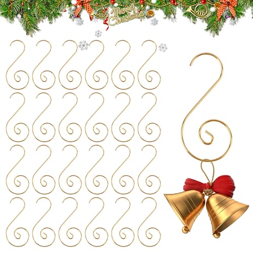 100 Pcs Gold Metal Christmas Ornament Hooks - S-Hangers for Tree Decor