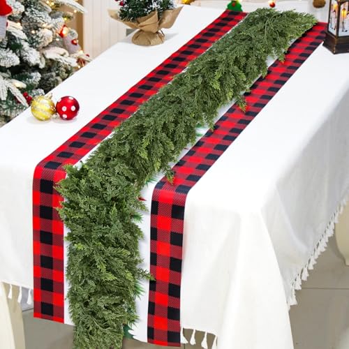 ZYTOP 9FT Artificial Cedar Garland Real Touch Greenery for Holiday Decor