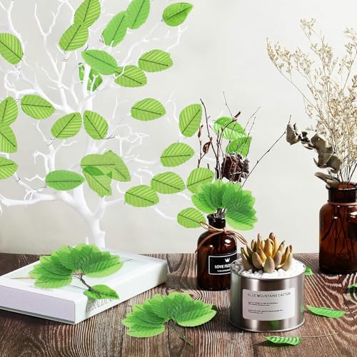 Veloshine 10Pcs Artificial Leaves with Bendable Stems for DIY Wreaths & Decor