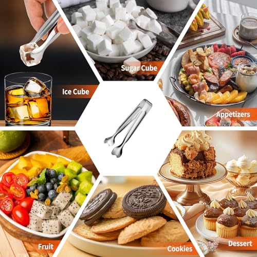 18-Piece Mini Stainless Steel Serving Tongs Set, 4.3-Inch Appetizer Tongs