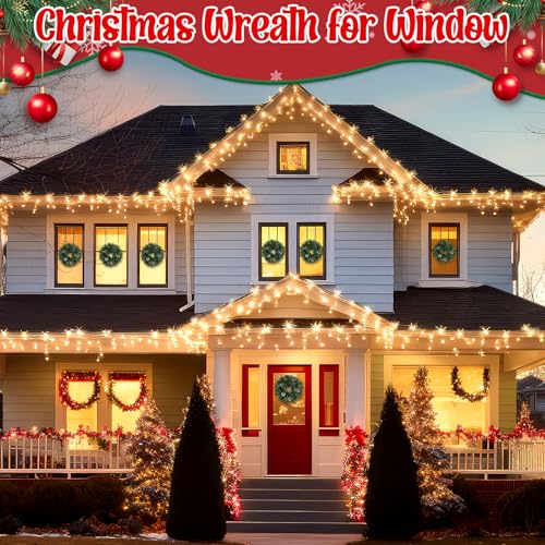 Daifunli 8-Pack 12-Inch Christmas Pine Wreaths for Door & Window Decor