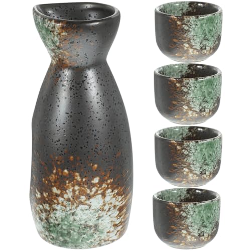 Luxshiny Japanese Ceramic Sake Set with 1 Bottle & 4 Cups - 13cm x 5.5cm x 5cm