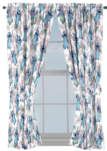 Lilo & Stitch Window Curtains for Kids Bedroom - 4-Piece Drape Set, 42" W x 63" L
