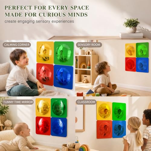 4PCS Sensory Bubble Mirror Wall Panel - Shatterproof Acrylic Sensory Decor