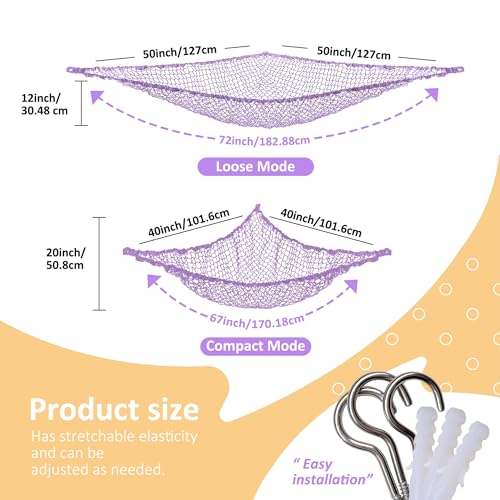 Large Stuffed Animal Corner Hammock for Toy Storage - 2 Pack, Purple