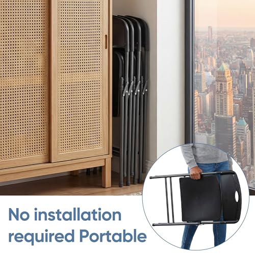 Folding Chairs 2-Pack, Heavy Duty Portable Steel Dining Chairs for Indoor Outdoor