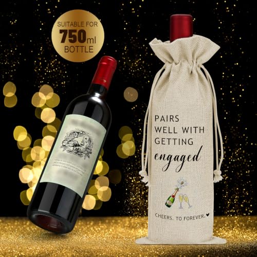 Engagement Gift Set for Couples with Wine Glasses, Scented Candle, and Wine Bag