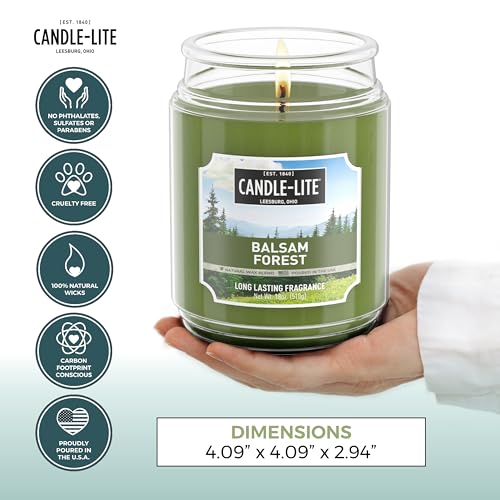 Candle-Lite Balsam Forest Scented Candle 18 oz Jar - NEW Fragrance, 110 Hr Burn Time, USA Proudly Poured