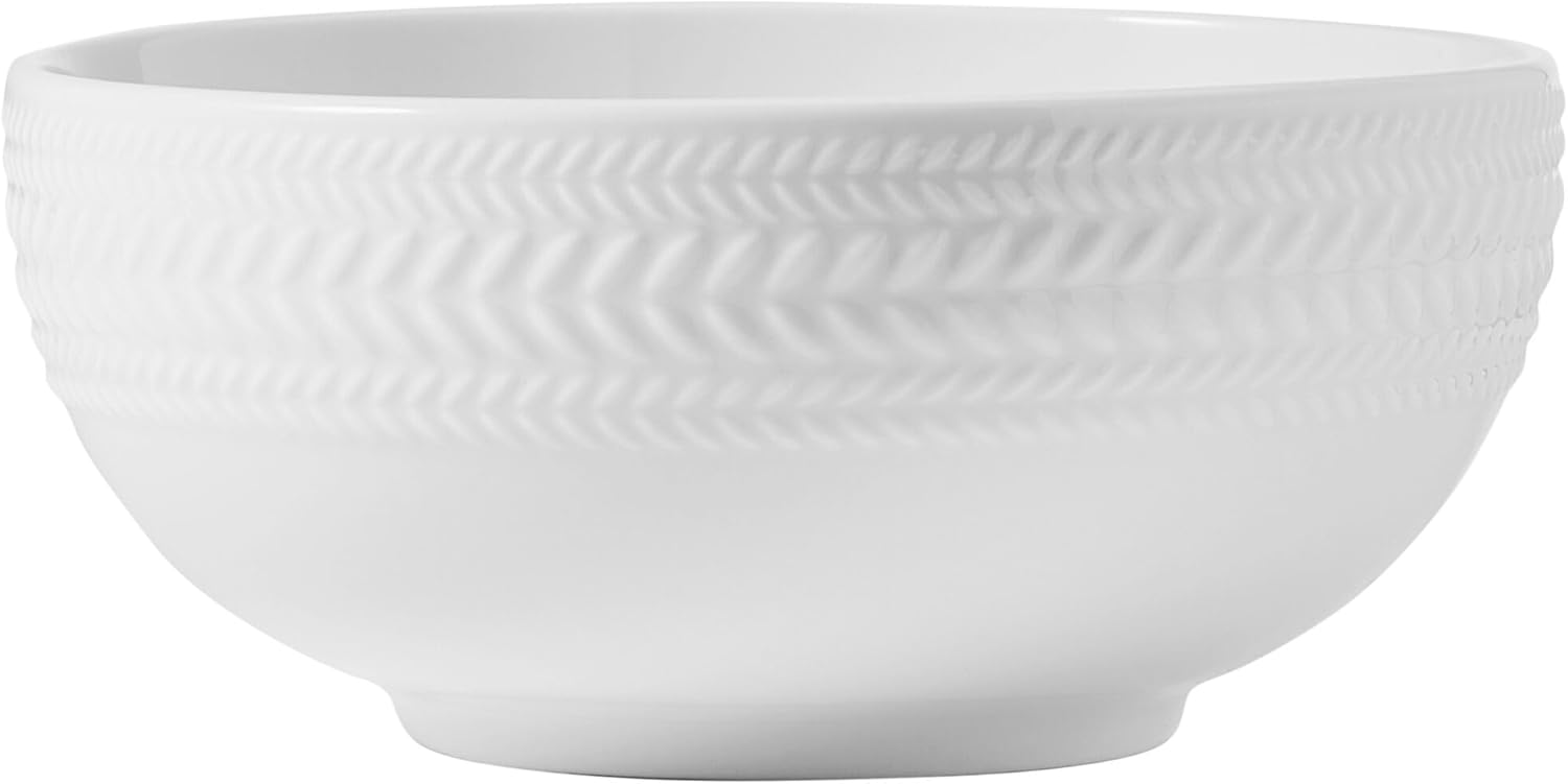 Pfaltzgraff Josephine 24-Piece Dinnerware Set - Elegant Embossed Basket Weave Design | Service for 8, White, Microwave & Dishwasher Safe