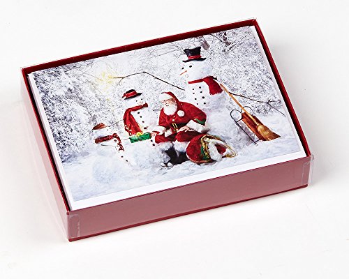 Vermont Christmas Company Snowy Friends Holiday Greeting Cards Set of 15 with Foil Envelopes