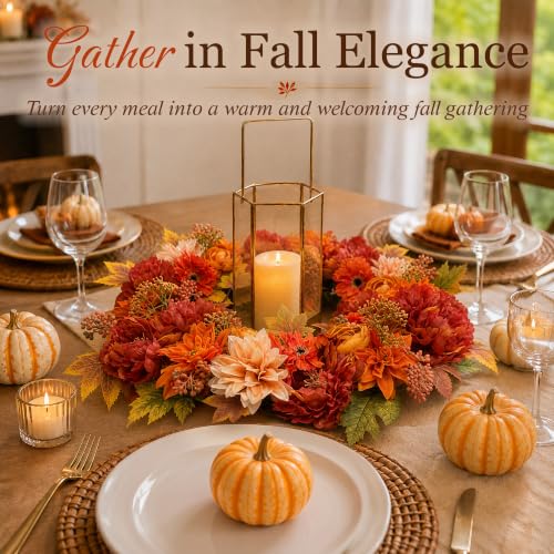 24-Inch Fall Wreath for Front Door with Autumn Flowers and Storage Bag