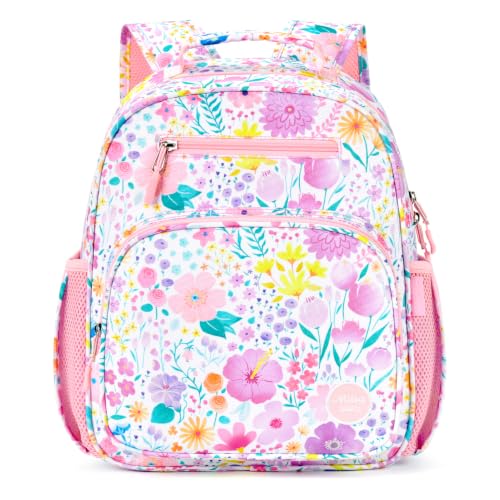 Mibasies Kids Pink Flower Backpack for Girls - 12L School Bookbag