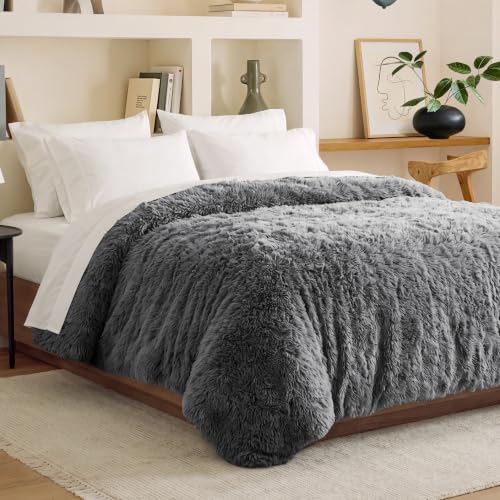 Shaggy Fleece Duvet Cover Twin/Twin XL - Super Soft Grey