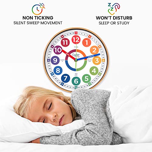 10-Inch Silent Kids Learning Wall Clock for Telling Time