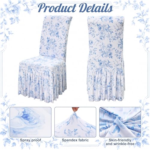 Blue Bow Dorm Chair Cover - Washable Floral Protector for College Room