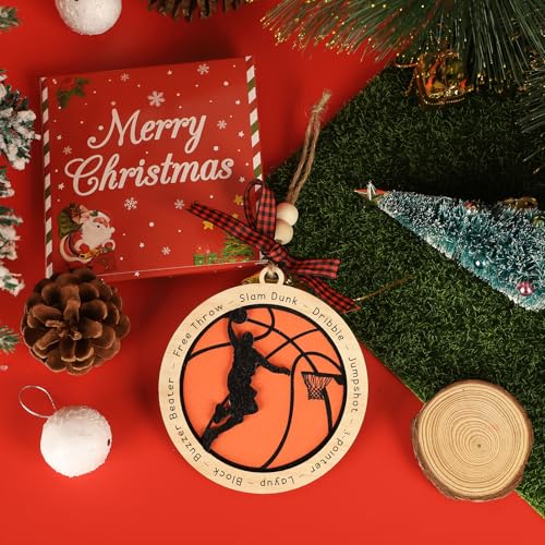 PAIVSUN Basketball Christmas Ornament Wooden Holiday Decor for Tree - Gift for Players & Fans