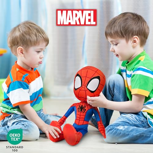 Red Spiderman Plush Pillow Buddy for Kids - 17 Inch Microfiber Support Cushion, Spidey & His Amazing Friends