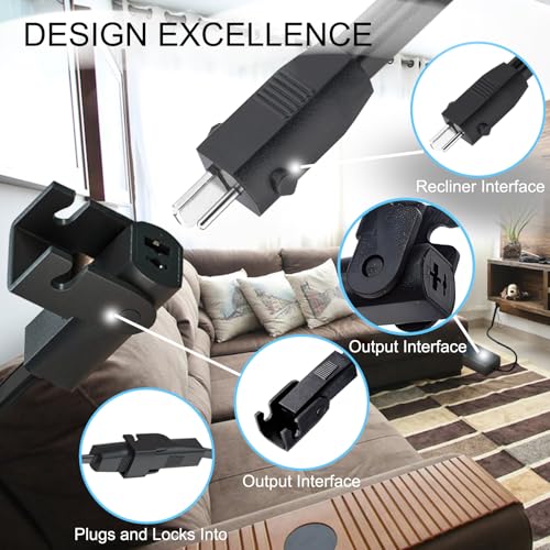 6.5ft 2-Pin Y-Splitter Power Cable for Electric Recliner and Lift Chairs