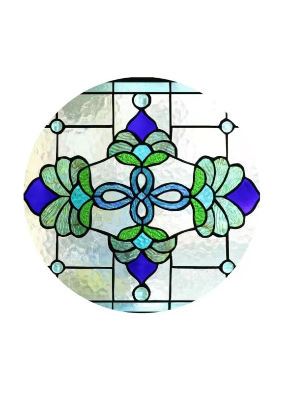 Extra Large 32 Inch Handmade Victorian Stained Glass Window Panel