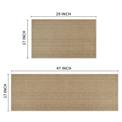 Washable Non-Slip Kitchen Rug and Mat Set - 2-Piece Chenille Floor Mats