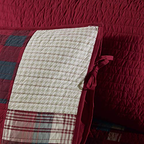 100% Cotton Daybed Cover Set - 5-Piece Cabin Patchwork Bedding, Sunset Red